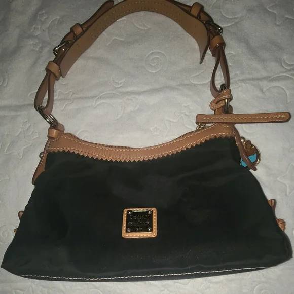 Dooney & Bourke Black Nylon & Leather Pouchette with Logo - Picture 2 of 9